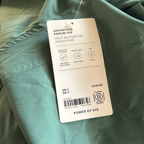 New Athleta Advantage Poplin Top Size Medium - Picture 8 of 8